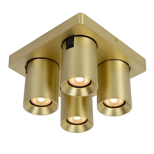 Lucide NIGEL - Plafondspot - LED Dim to warm - GU10 - 4x5W 2200K/3000K - Mat Goud / Messing - detail 1